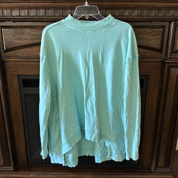 easel Tops - Easel Oversized Turquoise Shirt